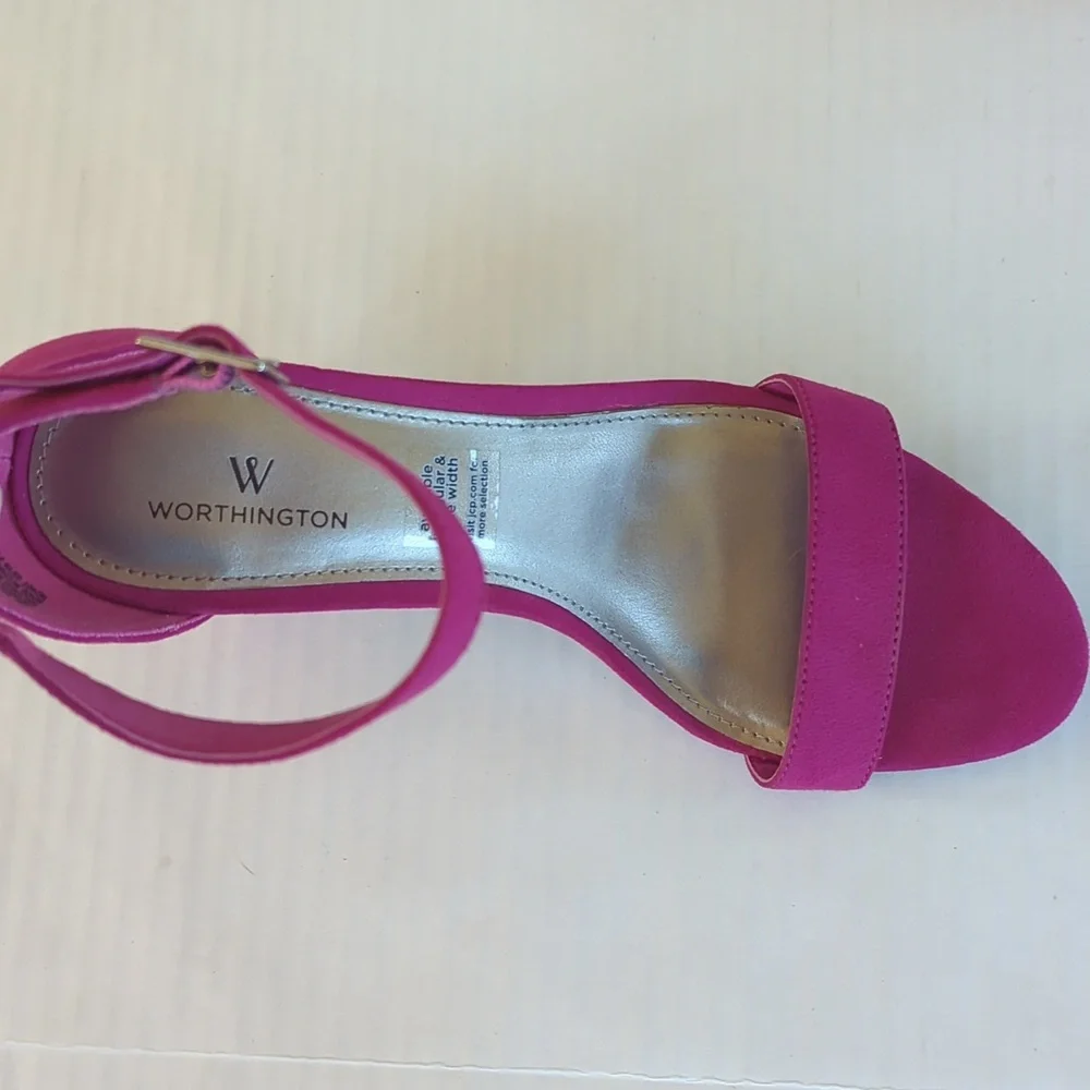 Worthington Beckwith Block Heel Open Toe Sandals 8 Fuchsia Pink - Picture 12 of 16